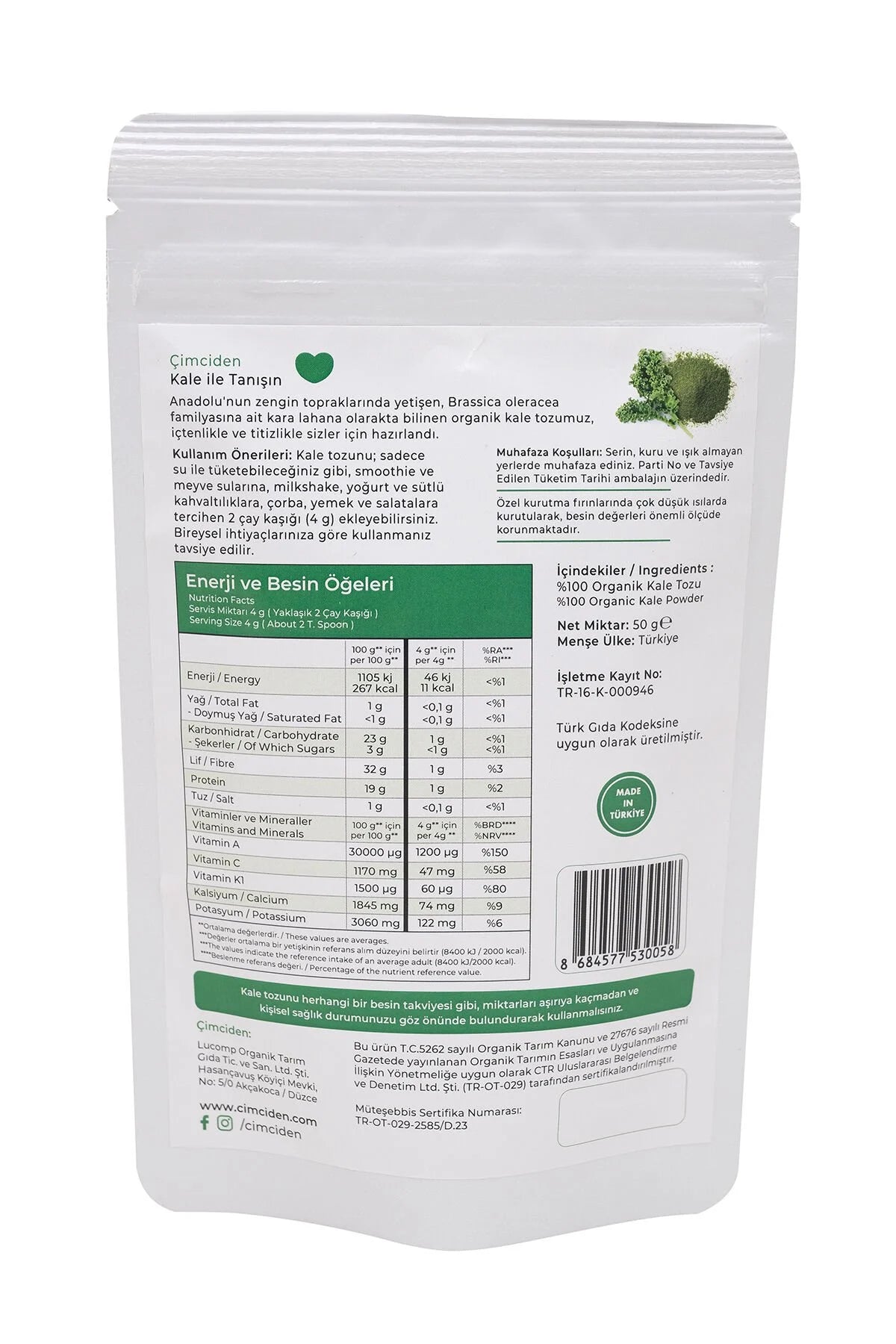 Organik Kale Tozu 50 gr.