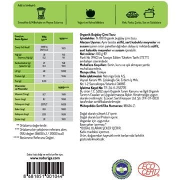 Organik Buğday Çimi Tozu (100gr)