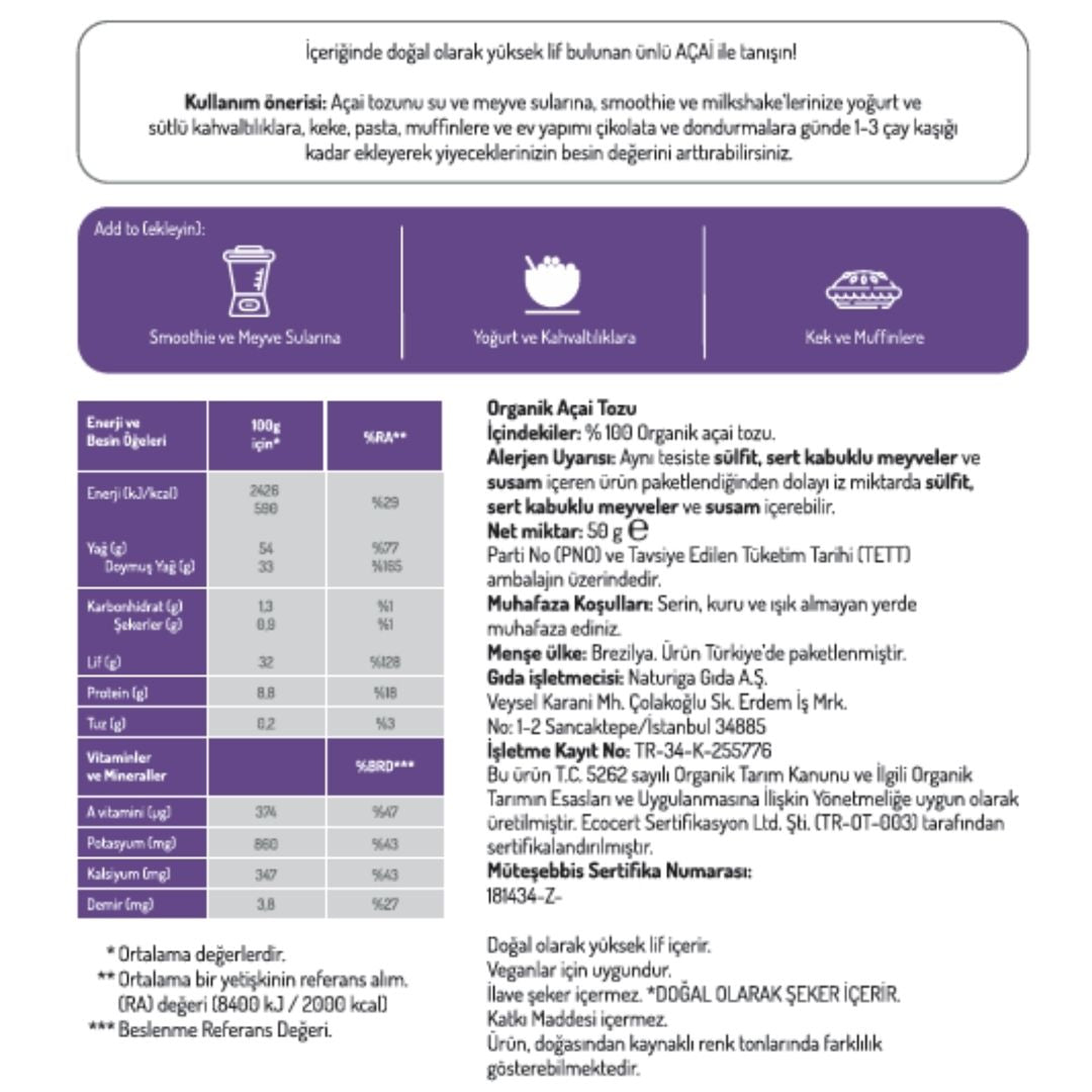 Organik Açai Tozu (50gr)