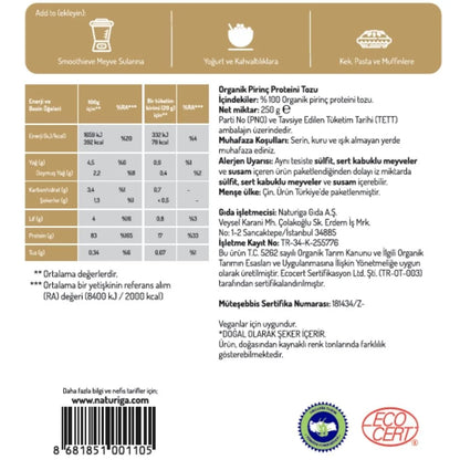 Organik Kahverengi Pirinç Proteini Tozu (250 Gr.)