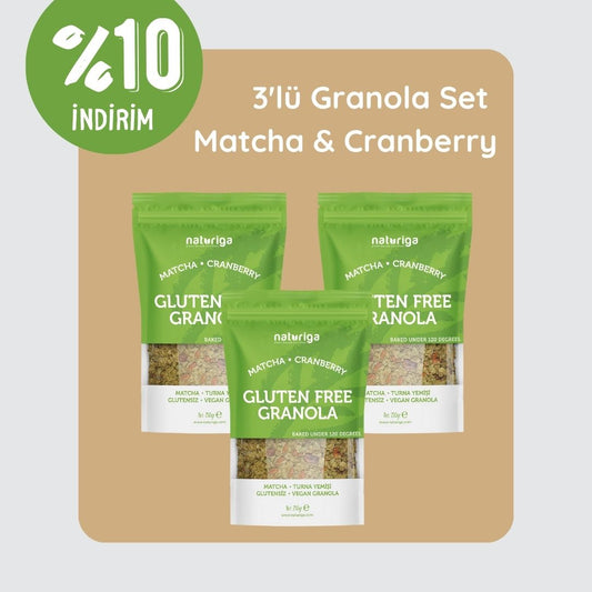 3'lü Glutensiz Matcha & Cranberry Granola