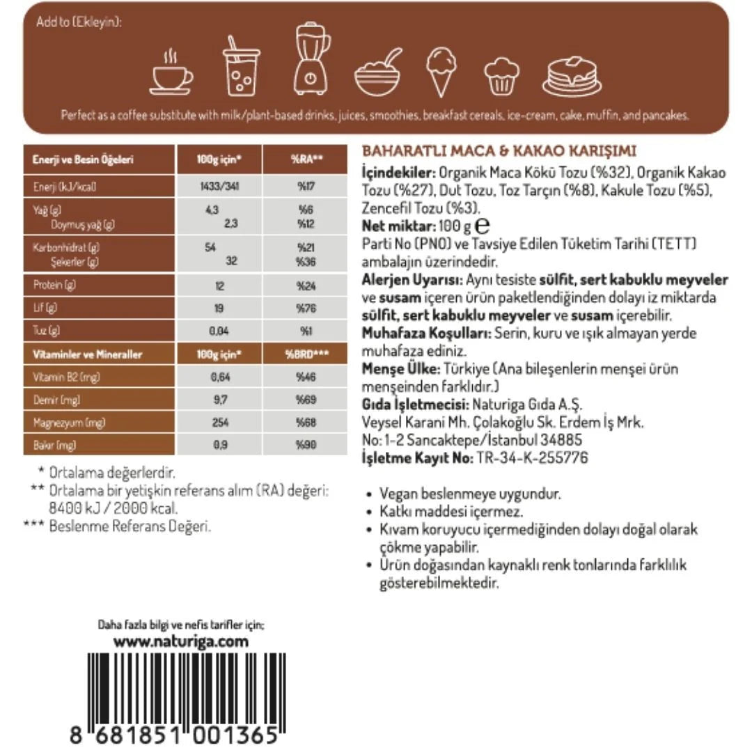 Macaccino (Maca & Kakao Karışımı)