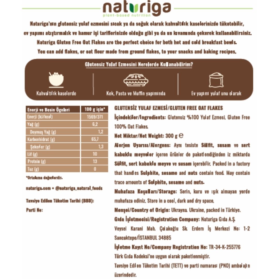 Glutensiz Yulaf Ezmesi (300 gr)