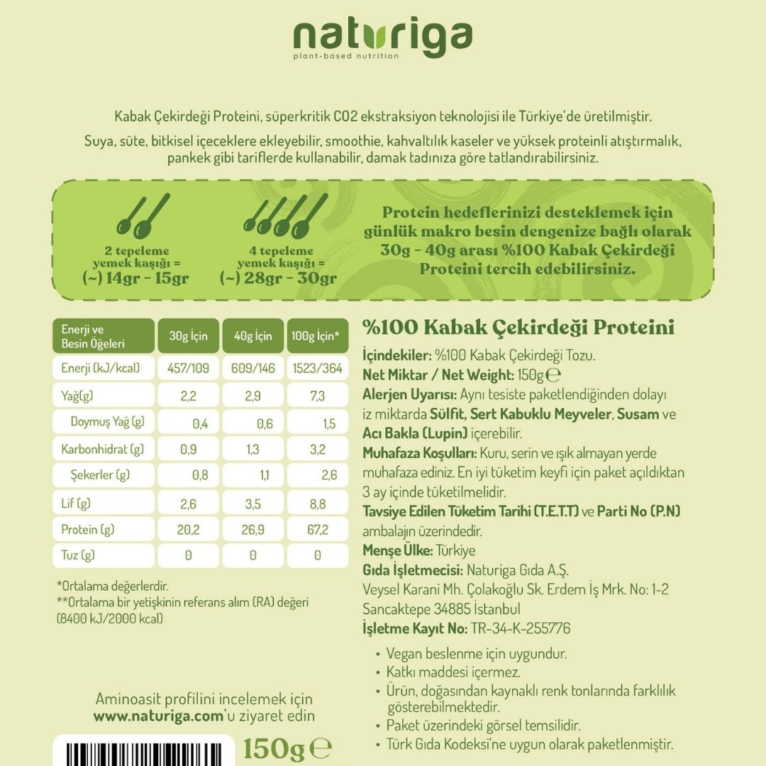 %100 Kabak Çekirdeği Proteini 150gr