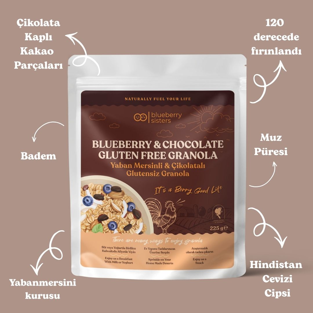 Blueberry Sisters Yabanmersini & Çikolatalı Granola