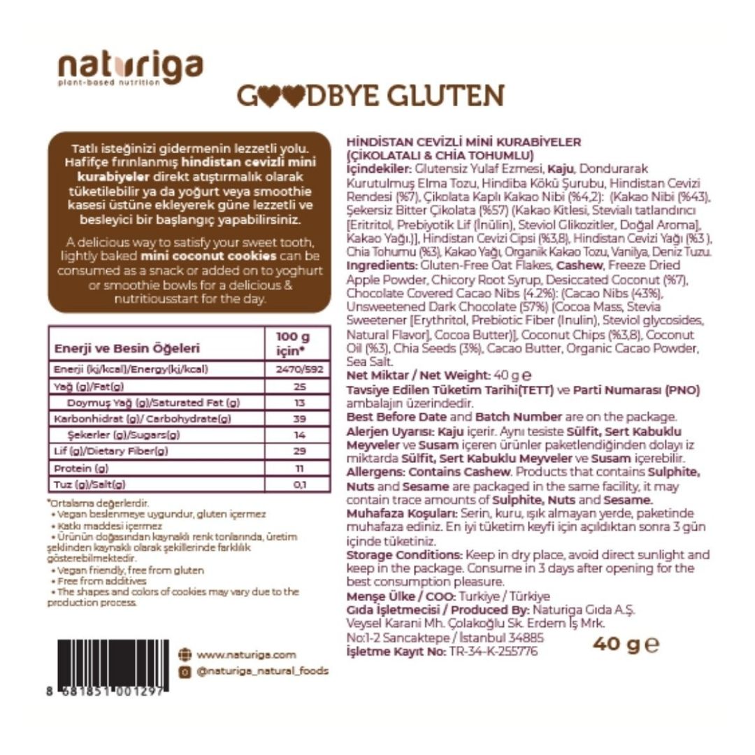 Çikolata & Chialı Hindistan Cevizli Kurabiye 40gr