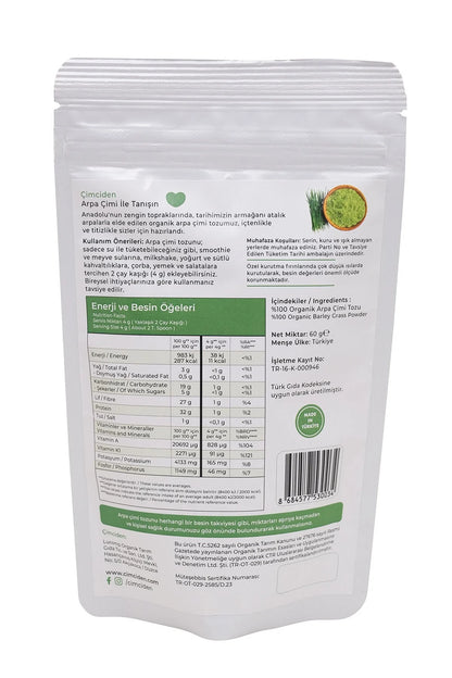 Organik Arpa Çimi Tozu 60 gr.