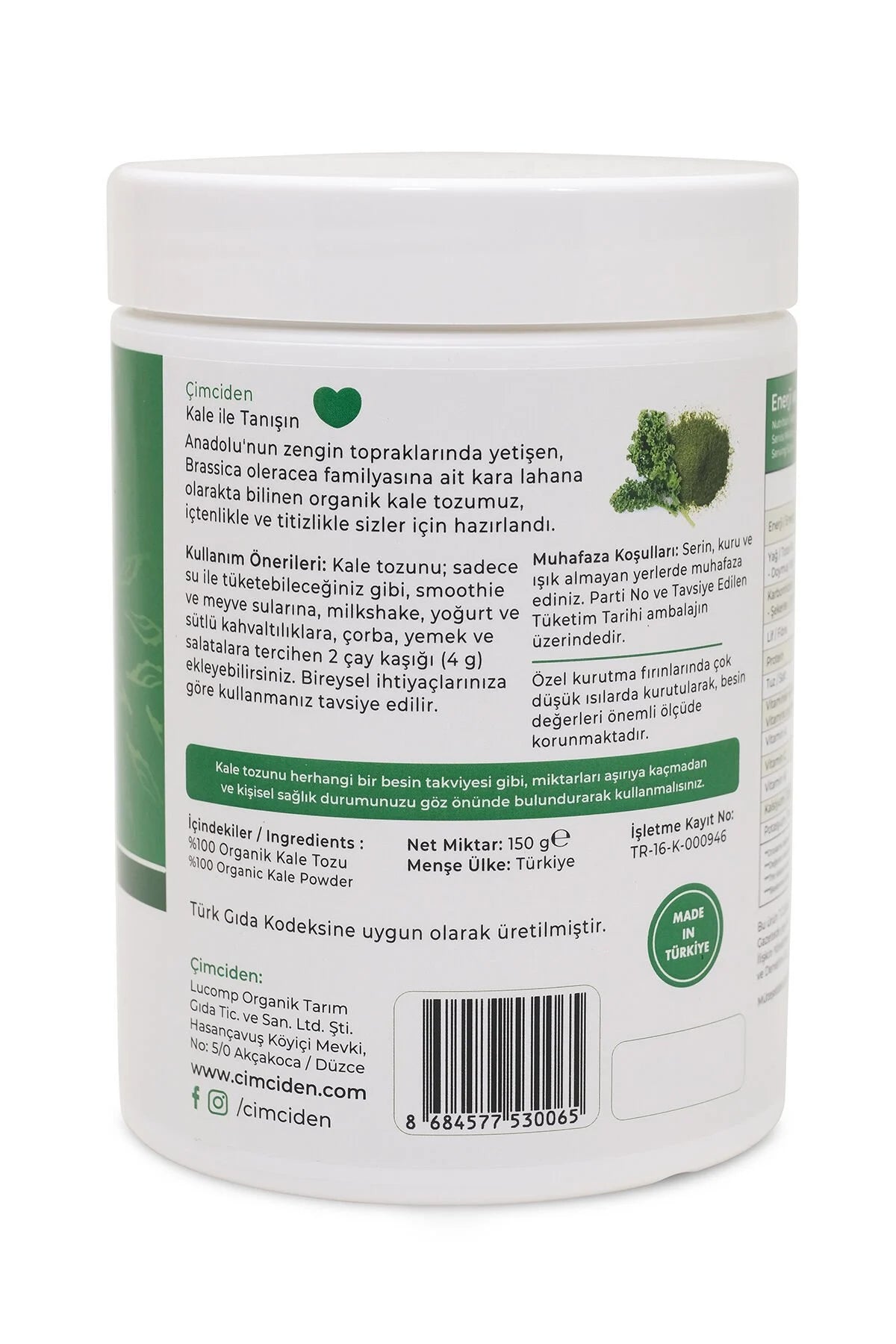 Çimciden Organik Kale Tozu 150 gr.